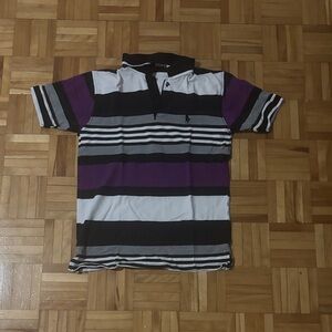Unlimited Men's Polo Shirt - Purple, Black, White Stripes